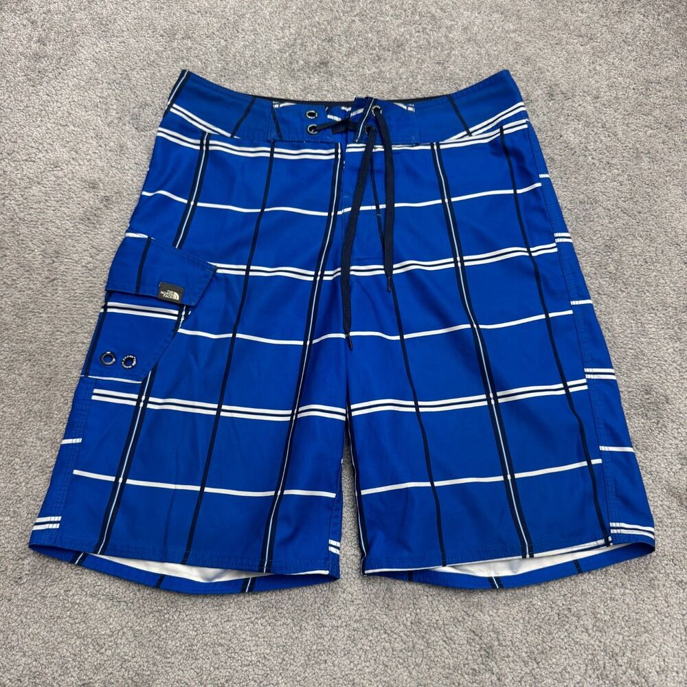 The North Face Cargo Board Shoarts Swim Trunks Mens 30 Blue Plaid Outdoor Summer